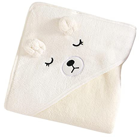 Heshi Serviette de Bain Bébé à Capuche 80 X 80cm - Doux Avec Gant de Toilette - Cadeau Naissance - Sortie de Bain Garçon Fille