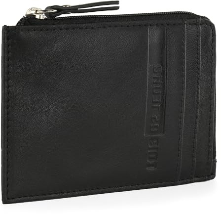 Lois - Schlüsseletui Leder Herren, Schlüsseltasche Mit Münzfach Kompakt Für Den Alltag, Kleines Leder Portemonnaie Mit Schlüsselring Für Münzen Und Wichtige Essentials, Schwarz