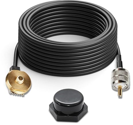 Anina 16 Feet Pure Copper Coax Cable NMO to PL259 Male, Low Loss RG58 Extension Coaxial Wire for Yaesu Vertex Kenwood Icom CB Mobile Radio, NMO Rain Cap for VHF/UHF Antenna
