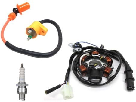 Lichtmaschine, Zündspule, Zündkerze Set passend für Peugeot Speedfight 1 2 AC LC, Buxy, TKR 50 – Erstausrüsterqualität, Elektrikpaket passend für 50ccm Modelle