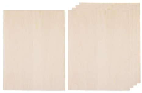 LOVIVER 5 uds. de Hojas de Madera para Manualidades, proyectos de Bricolaje, Placa de Madera sin terminar, Tablero de Madera Fino para Manualidades, Barcos, 300mmx200mmx1mm