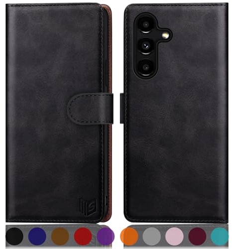 SUANPOT [RFID Schutz für Samsung Galaxy S24 5G Hülle PU Leder Handyhülle Lederhülle Klapphülle Kartenfach Flip Cover für Samsung S24 Handy hülle Leather Wallet Phone Case Schwarz