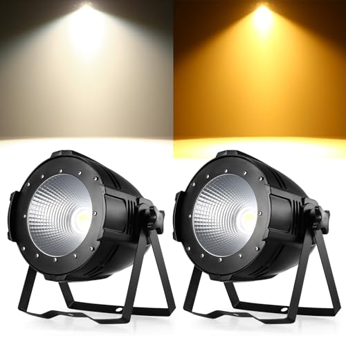 ZonQoonz 2PCS 100W COB Par LED Blanc Froid/Chaud, Projecteur Par avec DMX512 Maître-Esclave, Lumière Stroboscopique pour Photographie, Église, Anniversaire, Mariage, DJ, Théâtre