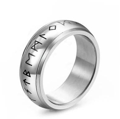 KnSam Verlobungsringe, 8MM Anxiety Spinner Ring Retro Bandring Herrenring Eheringe, Edelstahl Ring Silber, Gr.57 (18.1)