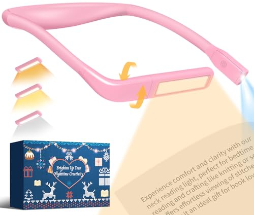 Liseuse Lampe de Lecture de Cou: Idee Cadeau Femme Maman Lecteur Ado Rechargeable Lampe Lecture au Lit, 3 Couleurs Liseuses LED Lampe Tour de Cou pour Livre Tricoter, Secret Santa Cadeau Noel Femme