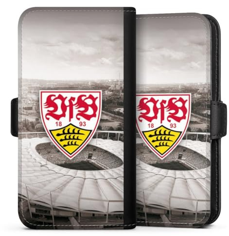 Flip Case kompatibel mit Samsung Galaxy S24 Ultra Handyhülle aus Kunst Leder schwarz Klapphülle VfB Stuttgart Offizielles Lizenzprodukt Stadion