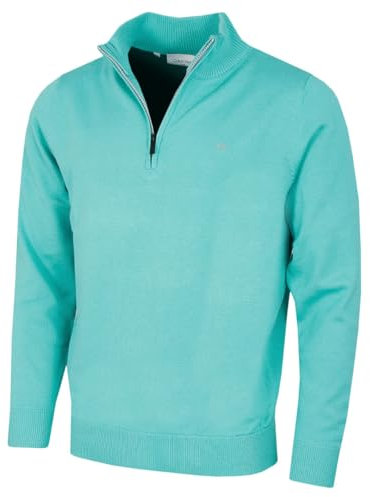Calvin Klein Mens Campus 1/2 Zip Sweater - Aquamarine - S