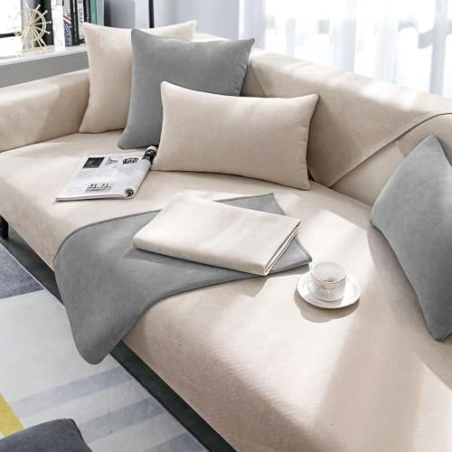 XRDSHY Sofabezug, Sofa Überwurf, Sofa überwurfdecke, Sofa überzug,Sofadecken für Sitzfläche, Sofadecke rutschfest, Couch Bezüge, Sofa Schoner,Gebrochenes Weiß-90 * 180cm