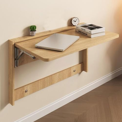 yjnhxns Schwimmender Klapptisch für kleine Räume, Wandtisch aus Holz, Wäscheklapptisch, für Küche, Waschküche, Badezimmer, Schlafzimmer (Color : Natural, Size : L80*W40cm)