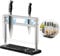 HomeSimplex Magnetic Knife Holder Block Stand with Acrylic Shield-Magnetic Knife Stand for Counter Top-Double Sided Magnetic Knife Block-Stainless Steel Kitchen Knife Storage Rack - Marble Base, Black