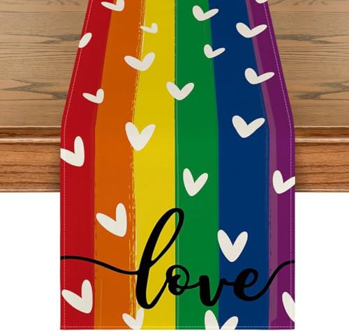 TJCGCKK Regenbogen Tischläufer Tischband Party Tischdecken Bunt Tischdeko Tischdekoration Hochzeitsdekor Regenbogen Partyzubehör für Urlaub Drinnen