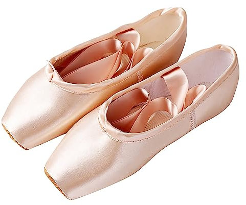 Ballet Shoes 𝗙lats Split Sole Dance Slippers for Girls Toddler Girl & Adult Ballet Point Shoes Ribbon Ballerina Lace Up Square Toe Big Kids Sandal (Pink, 30)