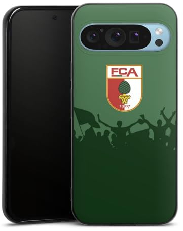 Silikon Hülle kompatibel mit Google Pixel 9 Case schwarz Handyhülle FC Augsburg FCA Bundesliga