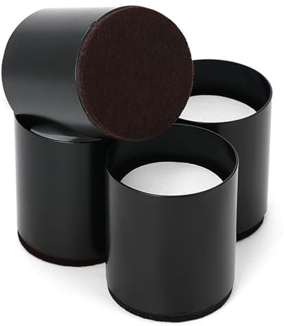 QWORK® Lot de 4 Rehausseur Pieds de Lit - Acier Carbone - 5 CM Hauteur Ajoutée - Diamètre Intérieur 5 CM - Capacité 500 kg - sans Danger pour Les Sols en Bois