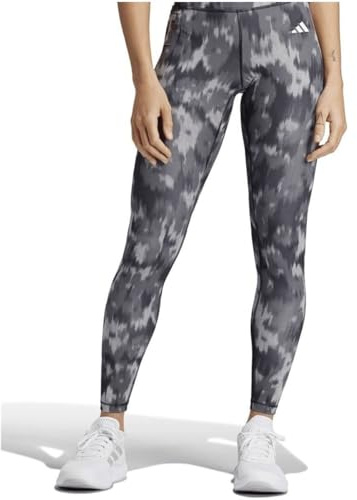 adidas Women's Optime Essentials Allover Print Flower Tie-Dye Leggings Black/Grey Five L
