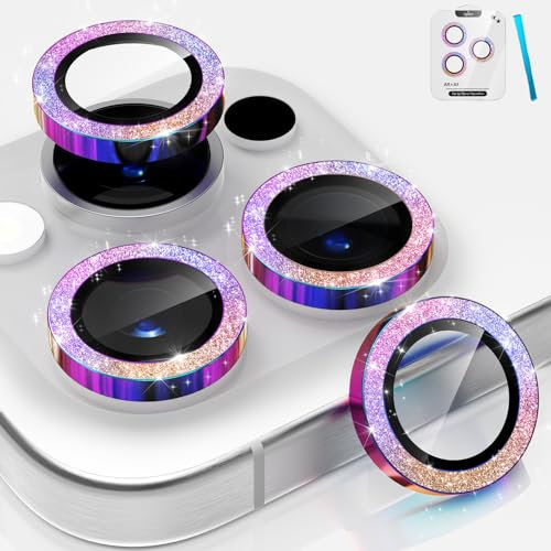 CloudValley Copertura per fotocamera Bling per iPhone 16 Pro e iPhone 16 Pro Max, [Decorazione glitterata] Protettive In Vetro Temperato, Accessori 9H Anti-Graffio HD Chiaro,Colore