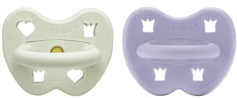 HEVEA Naturkautschuk Schnuller RUND Form, 3-36 Monate - Hygienisches Einteiliges Design für Neugeborene bis Kleinkinder, BPA-frei, Weich & Langlebig - Zweierpack (Twilight Frost)