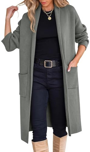 Cardigan da Donna Maglione Lungo Maglione Oversize Aperto sul Davanti spolverino in Maglia Capispalla Trendy Lady Fall Coatigan(4#,L)