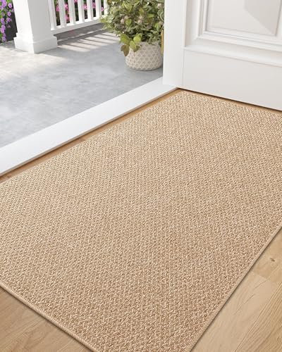 COLOR&GEOMETRY Thin Indoor Mat 50x80 cm, Doormats Inside Non Slip Front Door Mat Indoor Low-Profile Entrance Doormat, Easy Clean, Khaki (Rolled-up NO Creases)