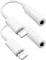TNSLAND Lot de 2 adaptateurs Lightning vers prise casque 3,5 mm Lightning vers jack HiFi compatible avec iPhone 14/13/12/11/X/8/Pad/i-OS, argent blanc