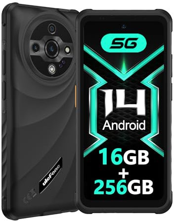 Ulefone Armor X31 Pro 5G Movil Resistente 2025, Android 14 Smartphone 6050mAh Teléfono Movil 16GB+256GB/SD-2TB 6,56” 120Hz, Cámara 64MP+25MP, 3-Slots/Flashlight/Face ID/Fingerprint/GPS/OTG/NFC Negro