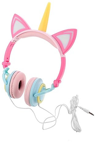 UKCOCO Unicorn Headphones Creative Glowing Headset over Ear for Boys and Girls Character Design Cartoon Style