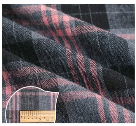 AMateschitz Karierter Baumwollstoff Tartan Stoff aus 100% Baumwolle Karo Muster Baumwolltuch Weihnachten Plaid Stoffpakete Patchwork Quadrate Meterware für Nähen Quilt DIY Schwarz Rosa 1M*150CM