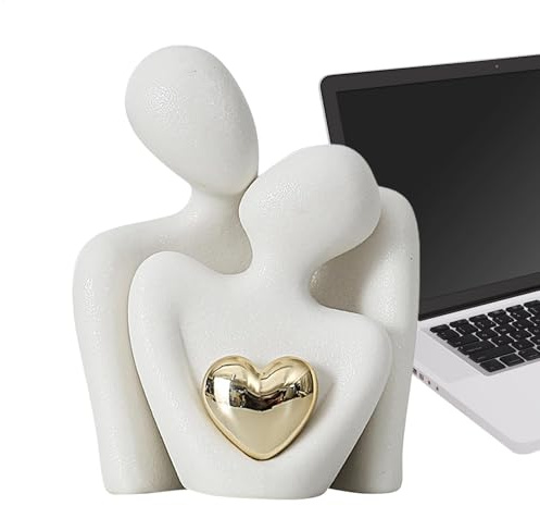 Pärchen Figuren Verliebt - Moderne Keramik Skulptur | Romantische Abstrakte Figur | Liebesfiguren Kunst Handwerk, Paar Home Akzente für Valentinstag, Hochzeit Deko