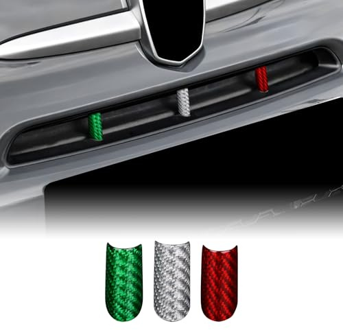 KUNGKIC Real HartKohlefaser Front Kühlergrill einfügen Trims Streifen Grills Cover Für Abarth 595/695 2017-2023 Exterior Dekoration Zubehör,Geschenk,Italian Color