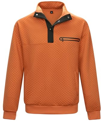 LBL Herren Pullover Langarm Elegant Sweatshirt Herren Karierter Jacquard Pullover mit Taschen