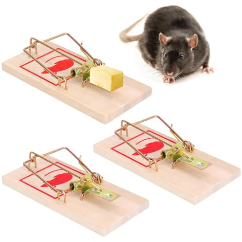 Fonyiunce 3 Pièces Piege a Souris, Piège à Souris en Bois, Piège à Rats Professionnel, Pièges à Rats, Piège à Rats à Clip Réutilisable, Attrape Souris Classique en Bois, pour la Maison et Exterieur