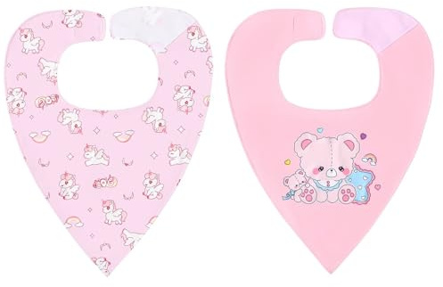 Landofgenie Lätzchen aus Baumwolle 2er Set mit Klettverschluss Wasserfestes Sabberlätzchen Dreieckstuch für Erwachsene, Rosa