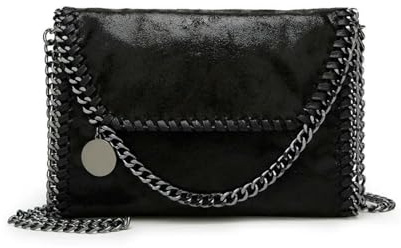 XYNM Handtasche Frauen Casual Kette Eine Schulter Messenger Tasche Trendy Kleine Klappe Crossbody Clutch Tote-schwarz-29 X 7 19 cm