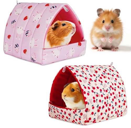 2 Stück Meerschweinchen Bett Kuschelhöhle Waschbar, Kleintier-Winterhaus, Winter Gemütliches Kleintierbetten, Meerschweinchenbett, fur Kleintiere, Hamster, Ratte, Nager, Eichhörnchen, 11cmx9cmx8cm