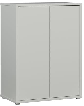 Forte Alice Springs Kommodenschrank 70 80, modern-minimalistisch, 2-türig, Wohn-/Schlafzimmer, Holzwerkstoff, Secret Grey, 74,5 cm breit x 99,1 cm hoch x 41,5 cm tief