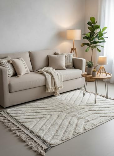 THE MOROCCAN VIBRATIONS Berberteppich Marokkanisch 100 x 150 cm – Handgefertigter Azilal Wollteppich – Boho Stil – Bunt & Weich – Für Wohnzimmer, Schlafzimmer, Flur oder Büro – Einzigartige Deko