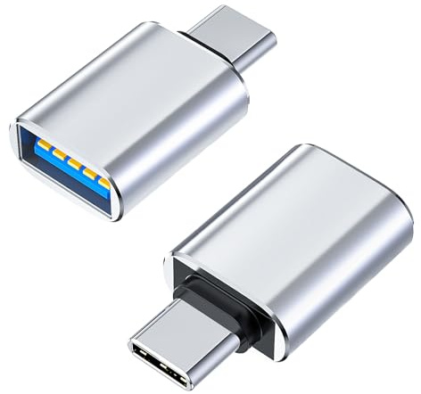 2 Pack USB C to USB Adapter, Aluminum OTG Converter USB-C to USB Female Adaptor Compatible with MacBook Pro,Galaxy Type-C Smartphone and Tablet