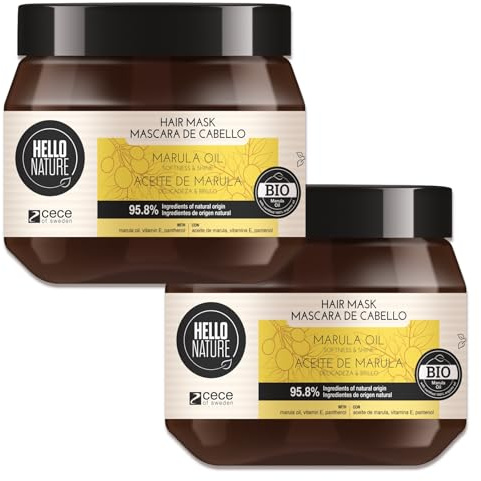 P-Beauty Naturkosmetik Haarmaske mit Marula Öl - Haarkur für Tiefenpflege, Anti-Frizz & Glanz - Feuchtigkeits Maske für Intensivpflege & Tiefenreparatur - Haarpflege Kur - Ohne Silikone (2x250ml)