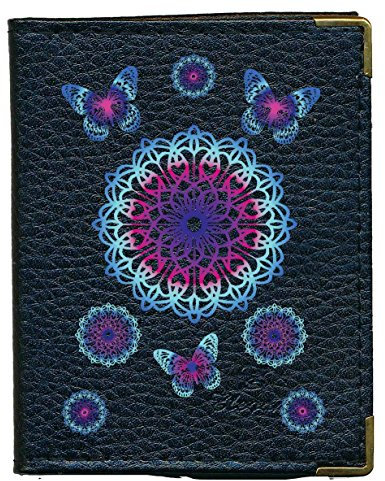 Syl'la Mandala Bleu Porte Carte fidelite en Cuir pour Femme Noir