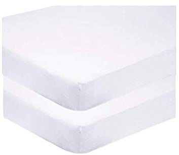 Sasma Home - 2 x Cot Fitted Sheets 120x60cm - 100% Cotton, Soft breathable baby cot sheets (White)