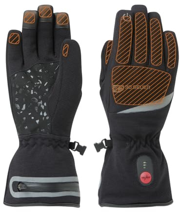 30seven Beheizte Freizeithandschuhe, wasserfeste & Winddichte Heizhandschuhe, für den täglichen Gebrauch, für Damen & Herren, schwarz in 6-2XS - 12-2XL