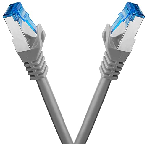 BIGtec - 2 Stück - 0,25m CAT.7 Gigabit Patchkabel Netzwerkkabel grau Kupferkabel Patch Ethernt LAN DSL Kabel CAT7 (RJ45, Cat 7, S/FTP PIMF) 25cm