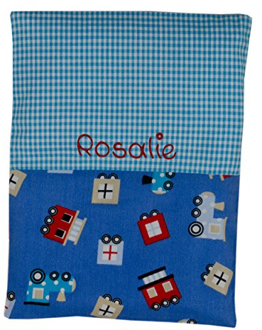 Kinder Wärmekissen mit Namen Monster Schmetterling Lokomotive Blumen für Rapskissen mit Namen Körnerkissen Personalisiertes Kissen, Farbe:türkis Lokomotive