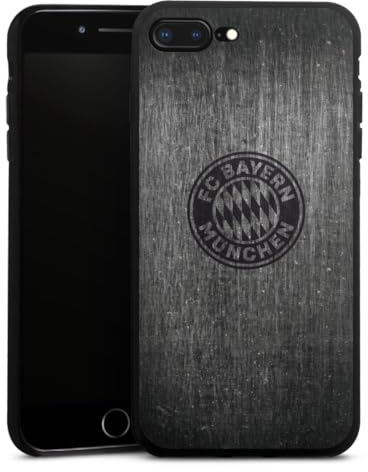 DeinDesign Silikon Hülle kompatibel mit Apple iPhone 8 Plus Case schwarz Handyhülle Metallic Look FCB FC Bayern München