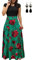 UUAISSO Donna Vestiti Eleganti Lunghi Floreale Casuale Abito Maxi Manica Corta Abiti Vestito da Cocktail Banchetto Sera E-Verde L