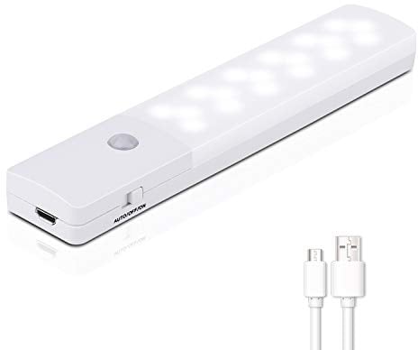 Motion Sensor Light, 18 LED Automatic Night Light Rechargeable Indoor Super Long Battery Life Removable Magnetic Strip for Closet, Cabinet, Stairs, Drawer, Pantry, Cupboard, Wardrobe(1 Pack)