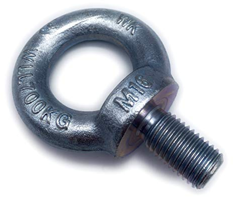 Ringschraube galvanisch Verzinkt C15 - M16 - Traglast: 700kg - 5 Stück - [ Größe Wählbar ] Kranöse Zurröse Ösenschraube Augenschraube Augenbolzen Ringbolzen ähnl. DIN 580 (M16)