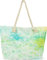 styleBREAKER XXL Strandtasche mit Pouring Flecken Print in Grün Türkis | Damen Shopper mit Reißverschluss und Kordelhenkel | Große Badetasche 56 x 38 x 17 cm, Farbe:Grün-Gelb-Blau