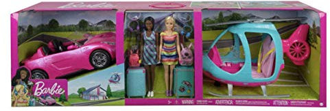 Barbie Girls Getaway Adventure with 2 Dolls, Helicopter, Car and 11 Accessories