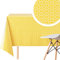 KP HOME Abwischbare PVC Tischdecke Rechteckig 300 x 140 cm, Wasserdichtes Vinyl-Wachstuch, Pflegeleicht, Retro Gelb und Weißer Blumendruck, Kleine Blumen Muster, Ideal für den Innen- und Außenbereich